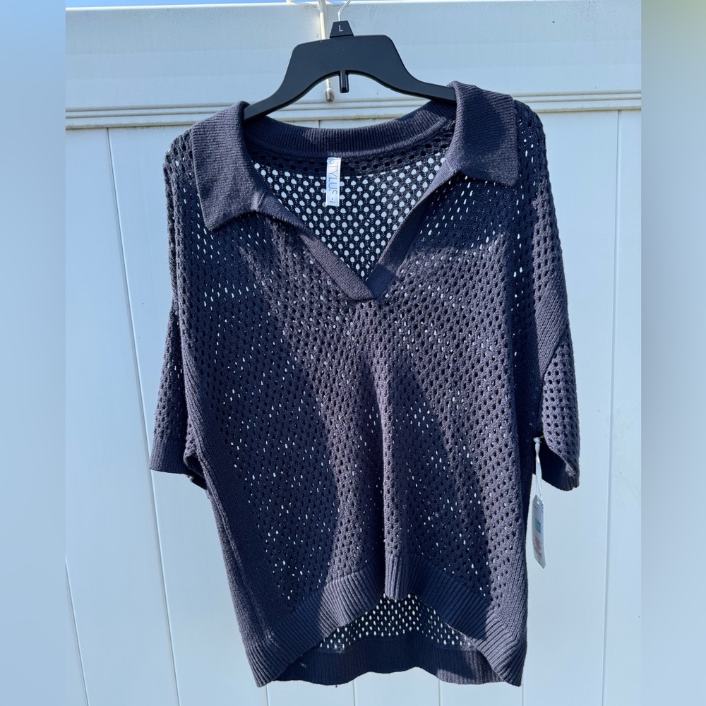 Navy Knit V-Neck Sweater